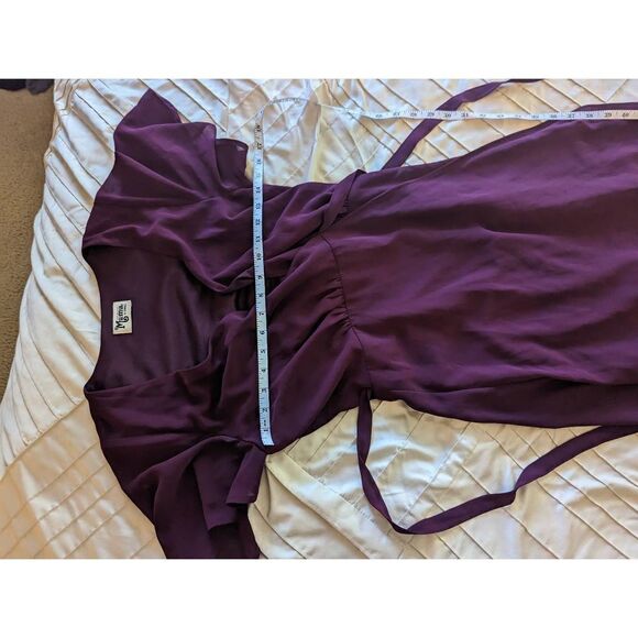 show me your mumu Sophia wrap chiffon dress in merlot sz xs - Picture 7 of 7